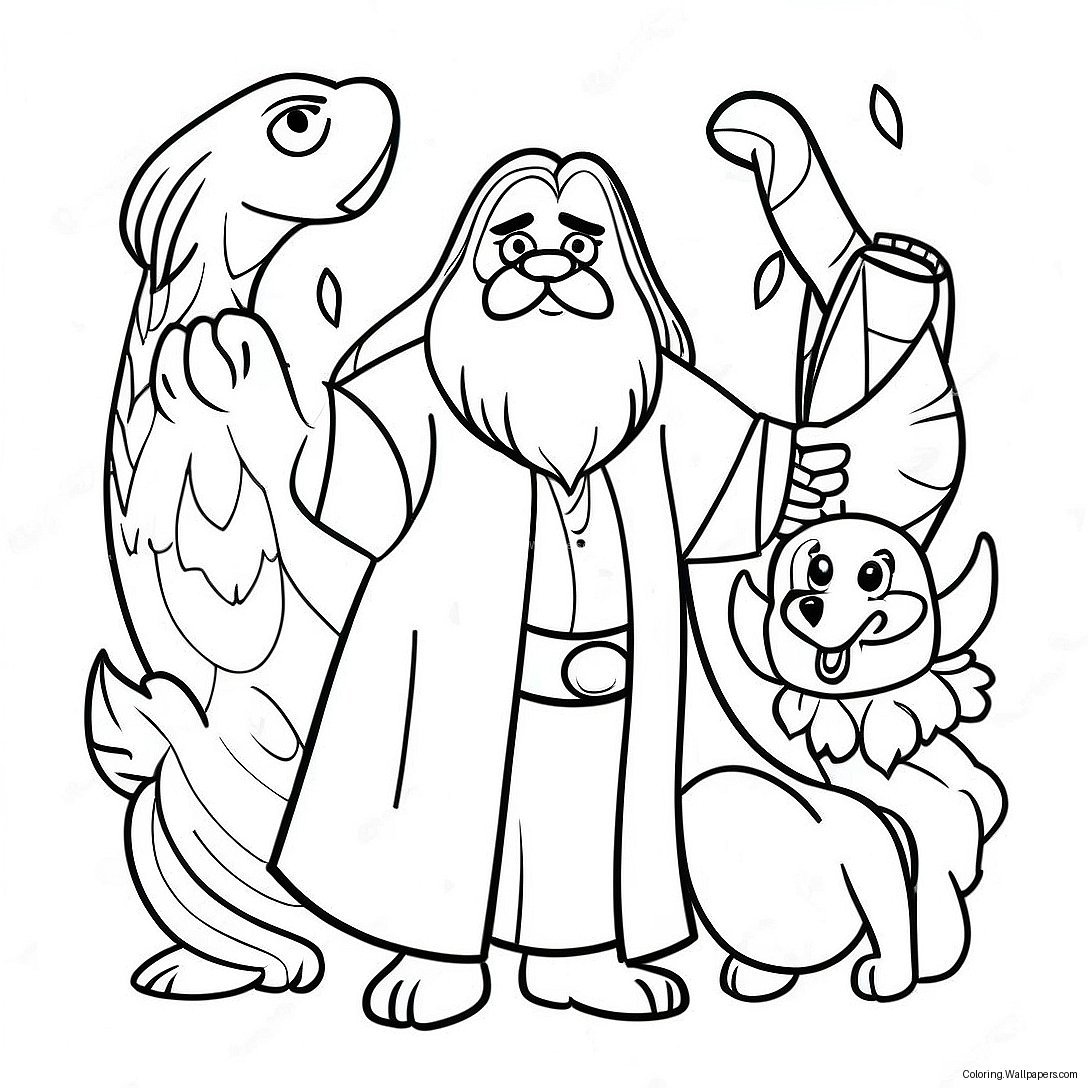 Hagrid With Magical Creatures Coloring Page 51924