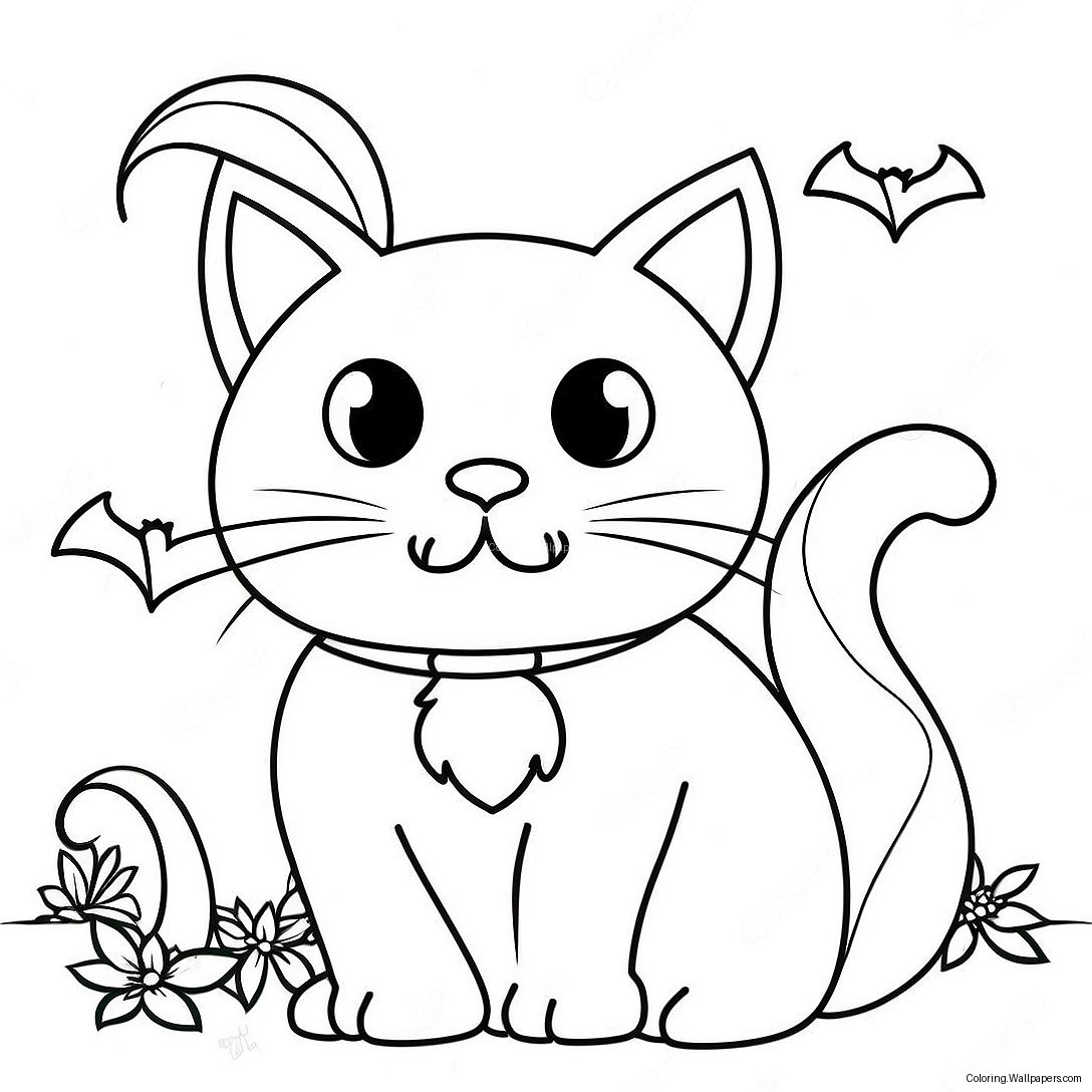 Halloween Black Cat Coloring Page 15338