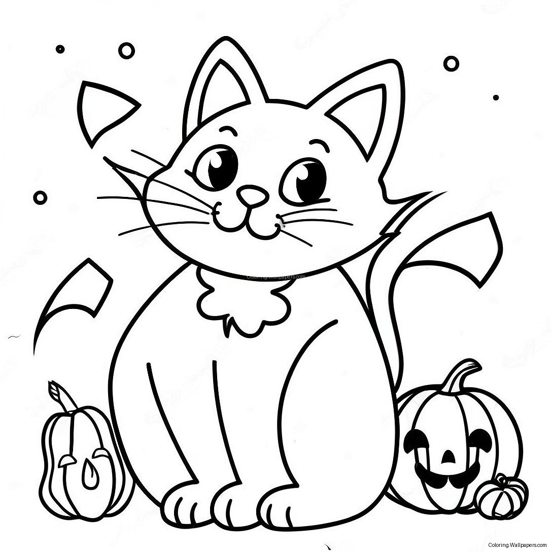 Página Para Colorear Del Gato Negro De Halloween 51152