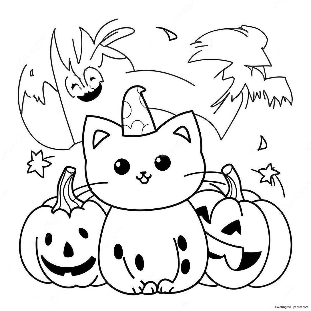 Halloween Katten Kleurplaat 17037