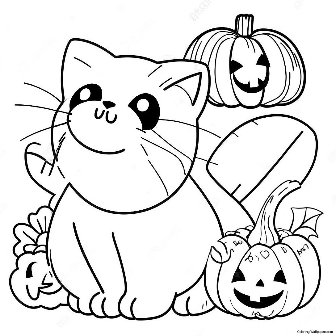 Halloween Katten Kleurplaat 17038