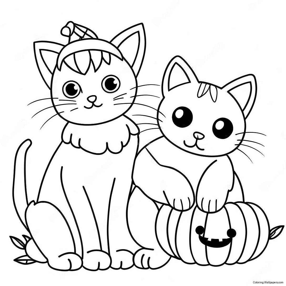 Halloween Katten Kleurplaat 17040