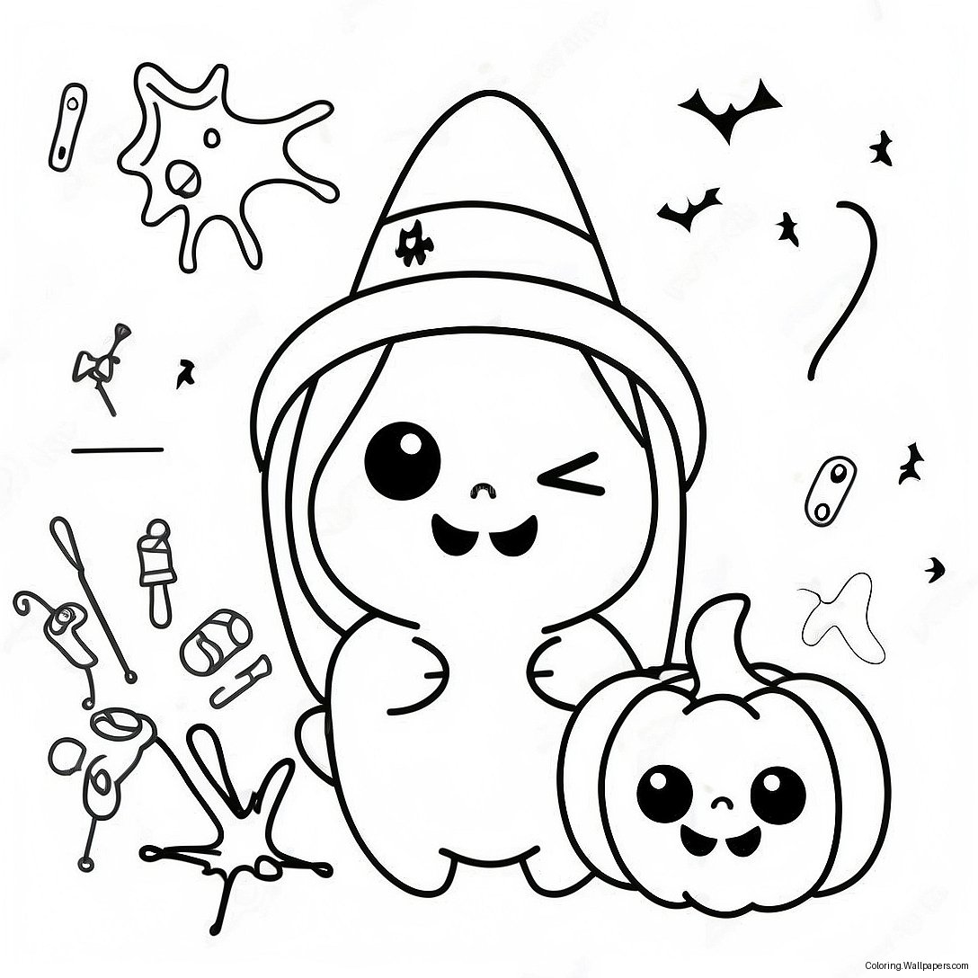 Halloween Kawaii Kleurplaat 6710