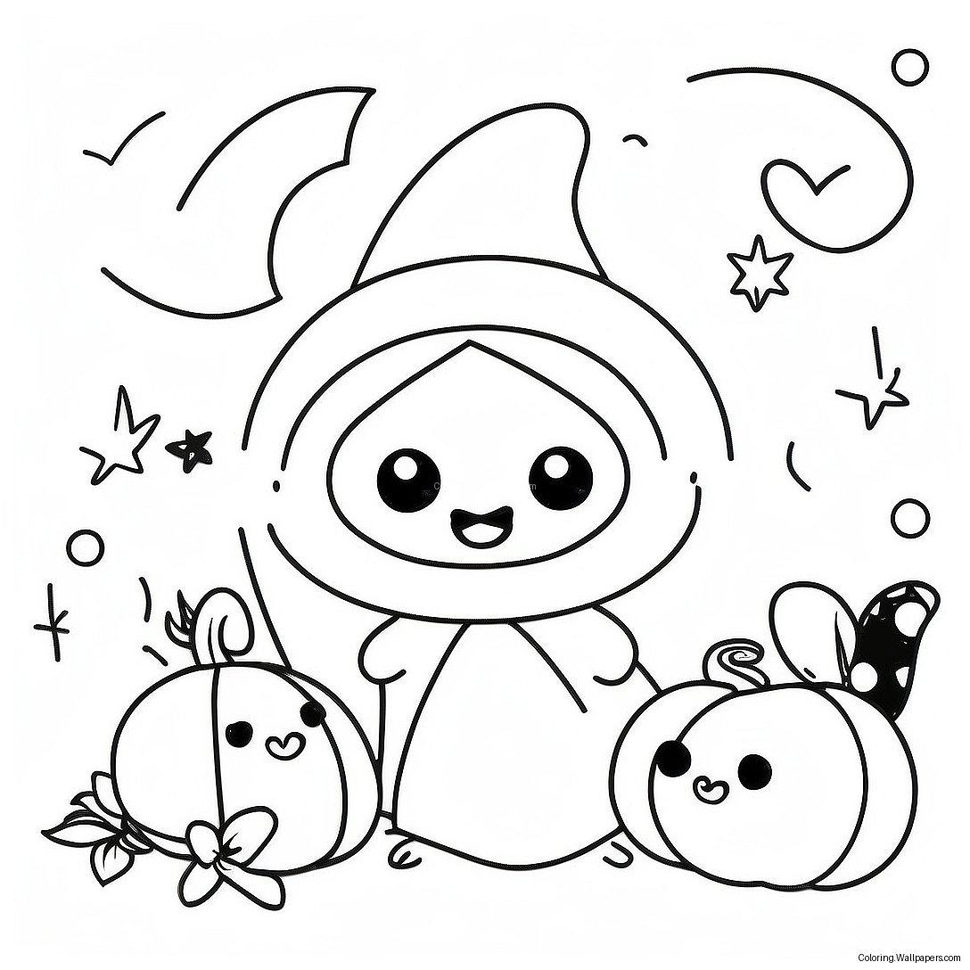 Halloween Kawaii Kleurplaat 6712