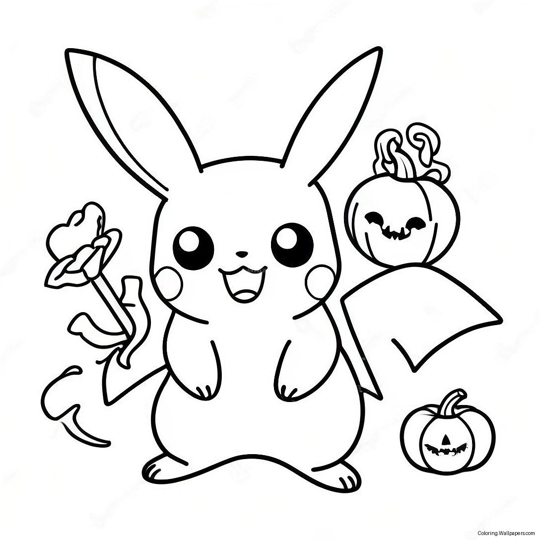 Halloween Pikachu Färgläggningssida 4816