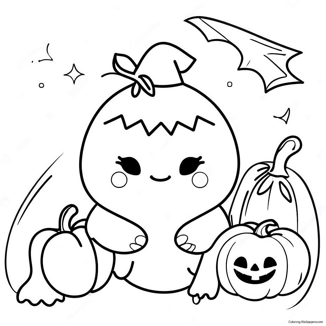 ハロウィンのスクイッシュマロウのぬりえページ 26557