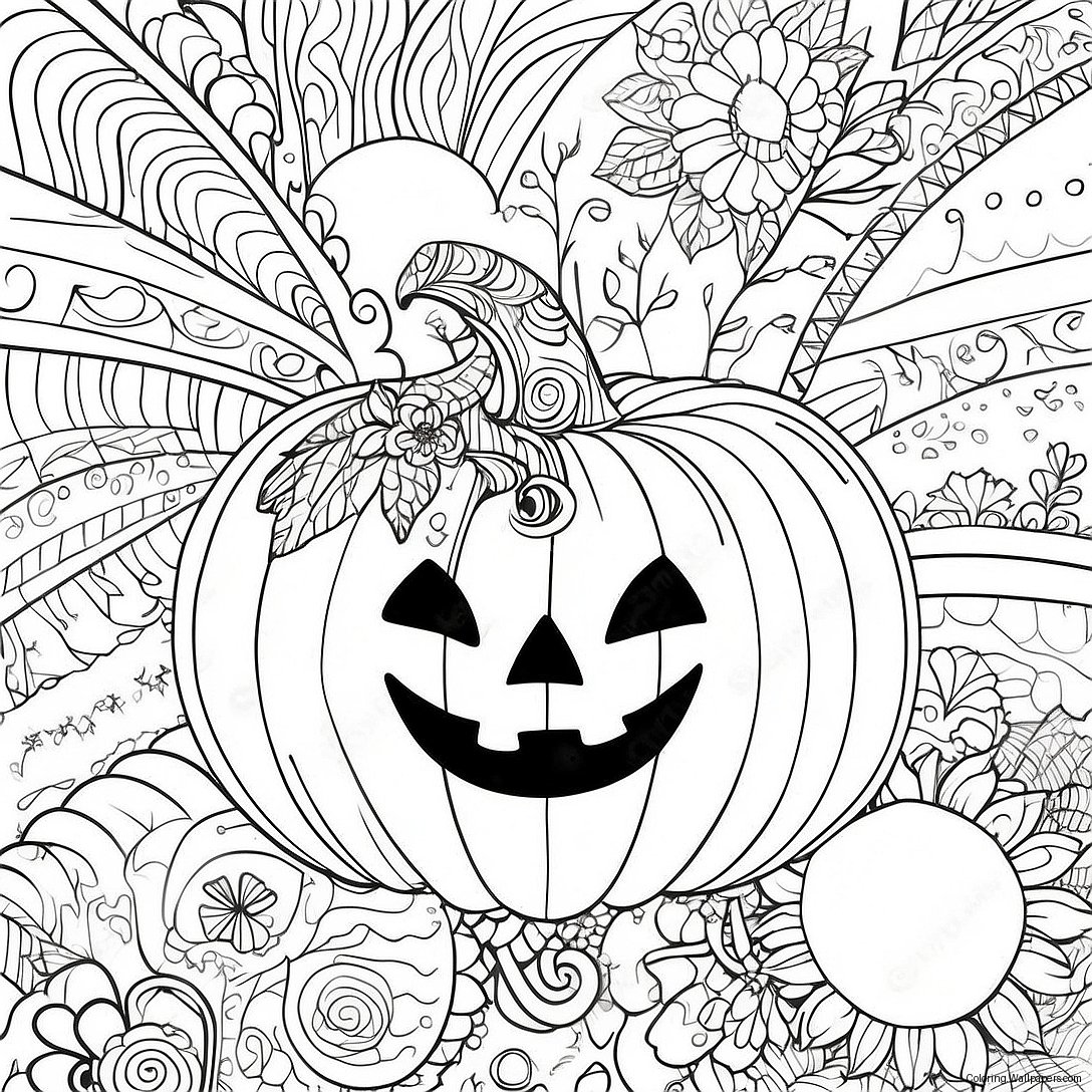 Halloween Zentangle Pompoen Kleurplaat 37699