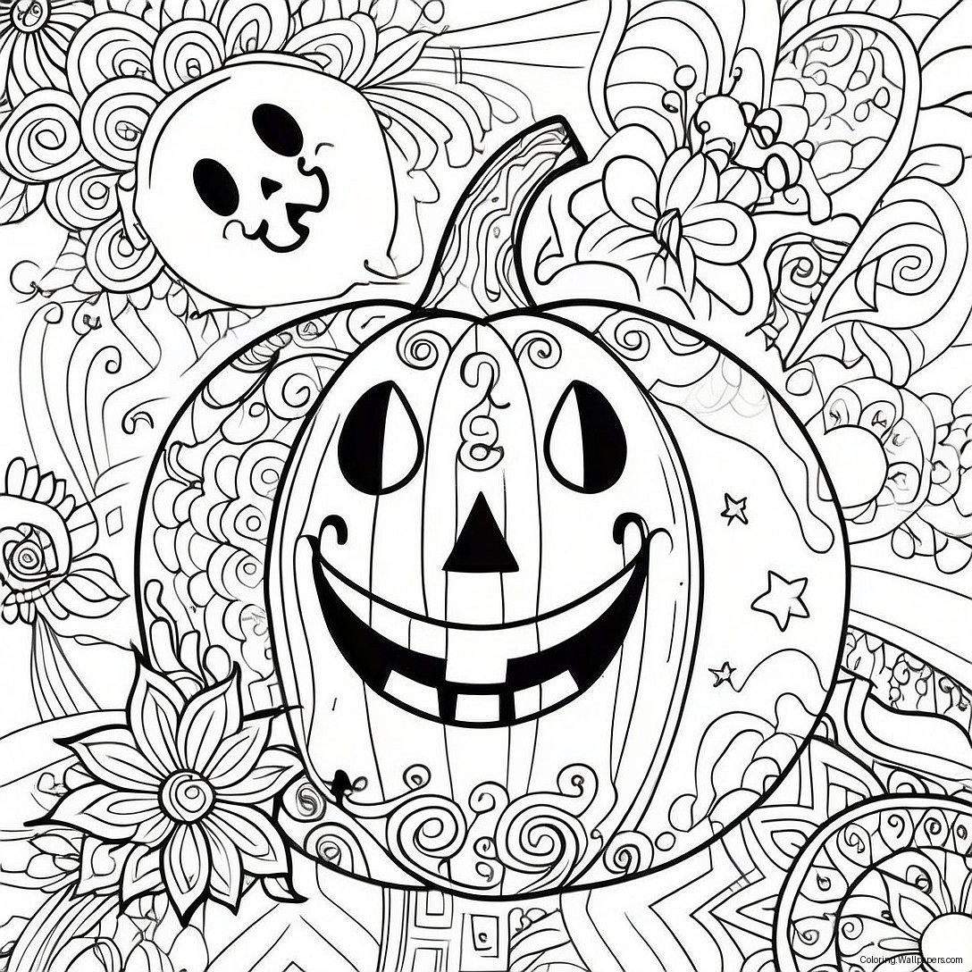 Halloween Zentangle Pompoen Kleurplaat 37700