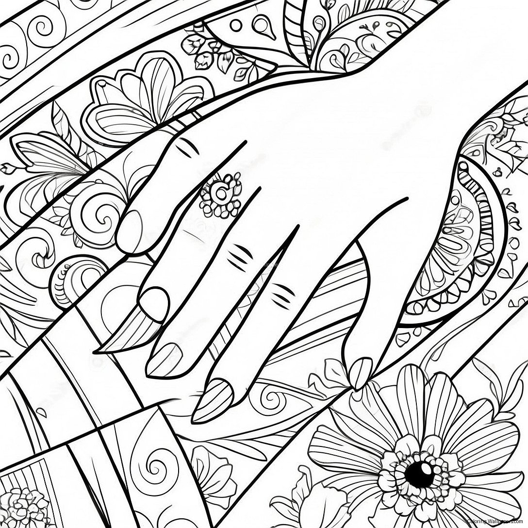 Hand Nail Art Coloring Page 53691