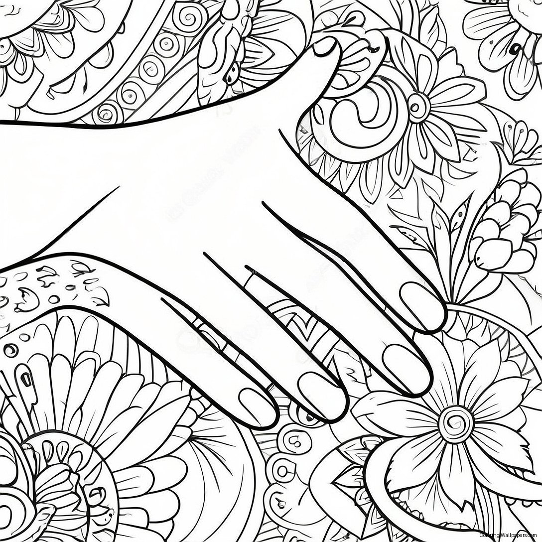 Hand Nail Art Coloring Page 53692