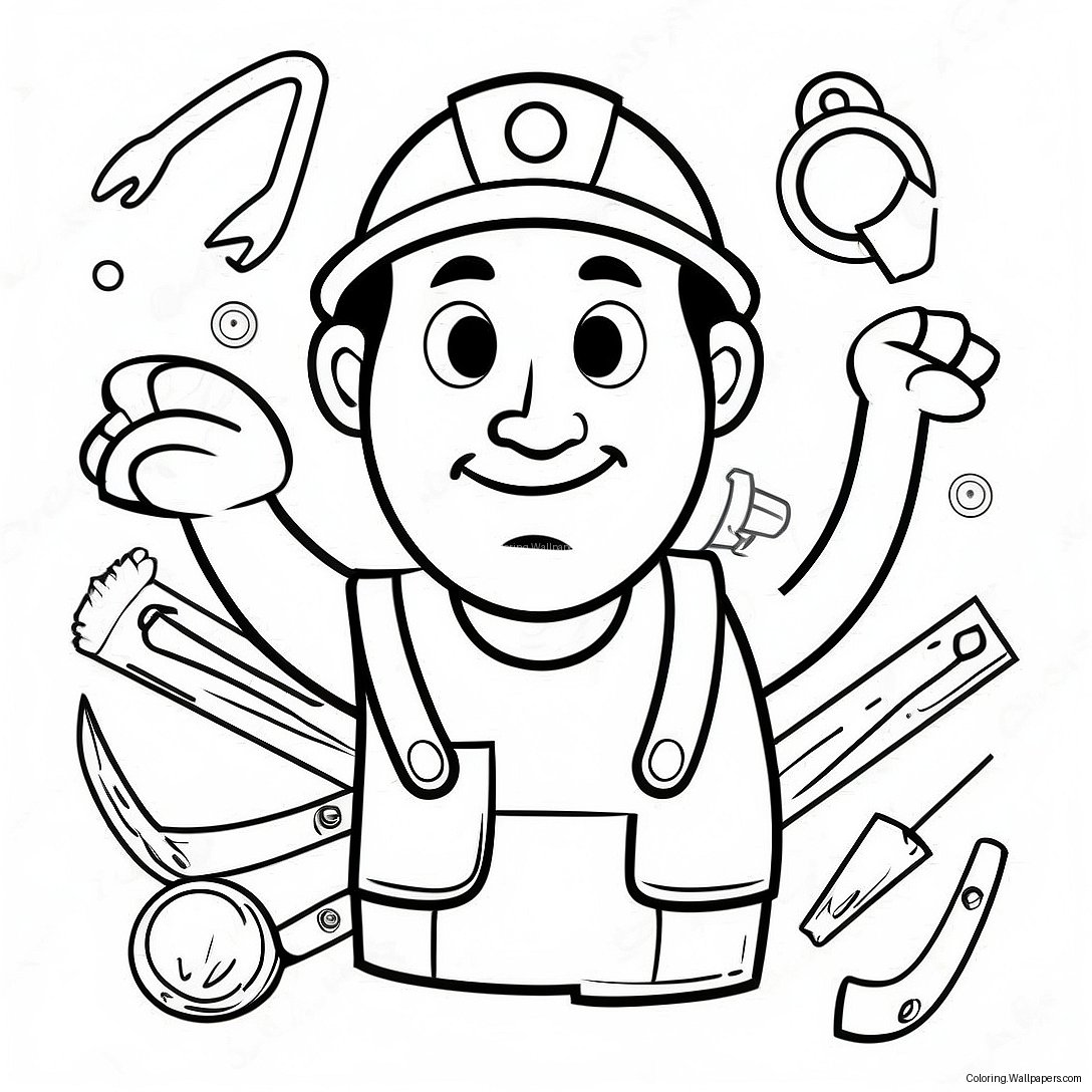 Handyman Hal With Tools Coloring Page 34384