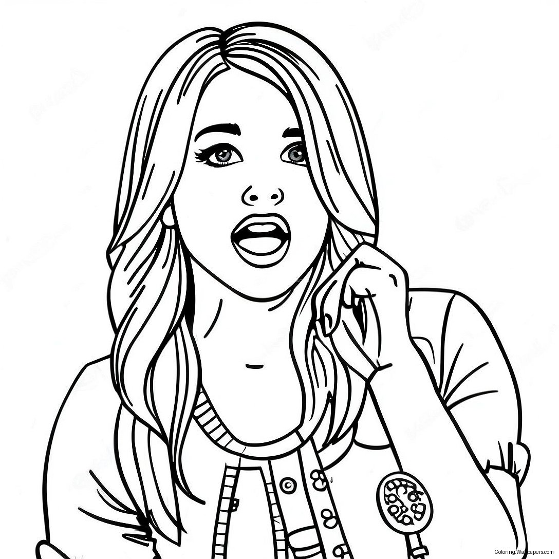 Hannah Montana Singing On Stage Coloring Page 18237