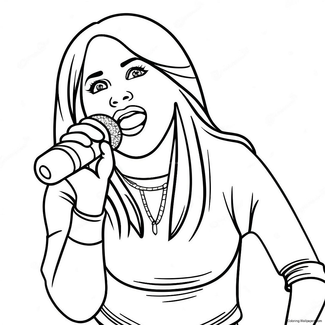 Hannah Montana Singing On Stage Coloring Page 18238