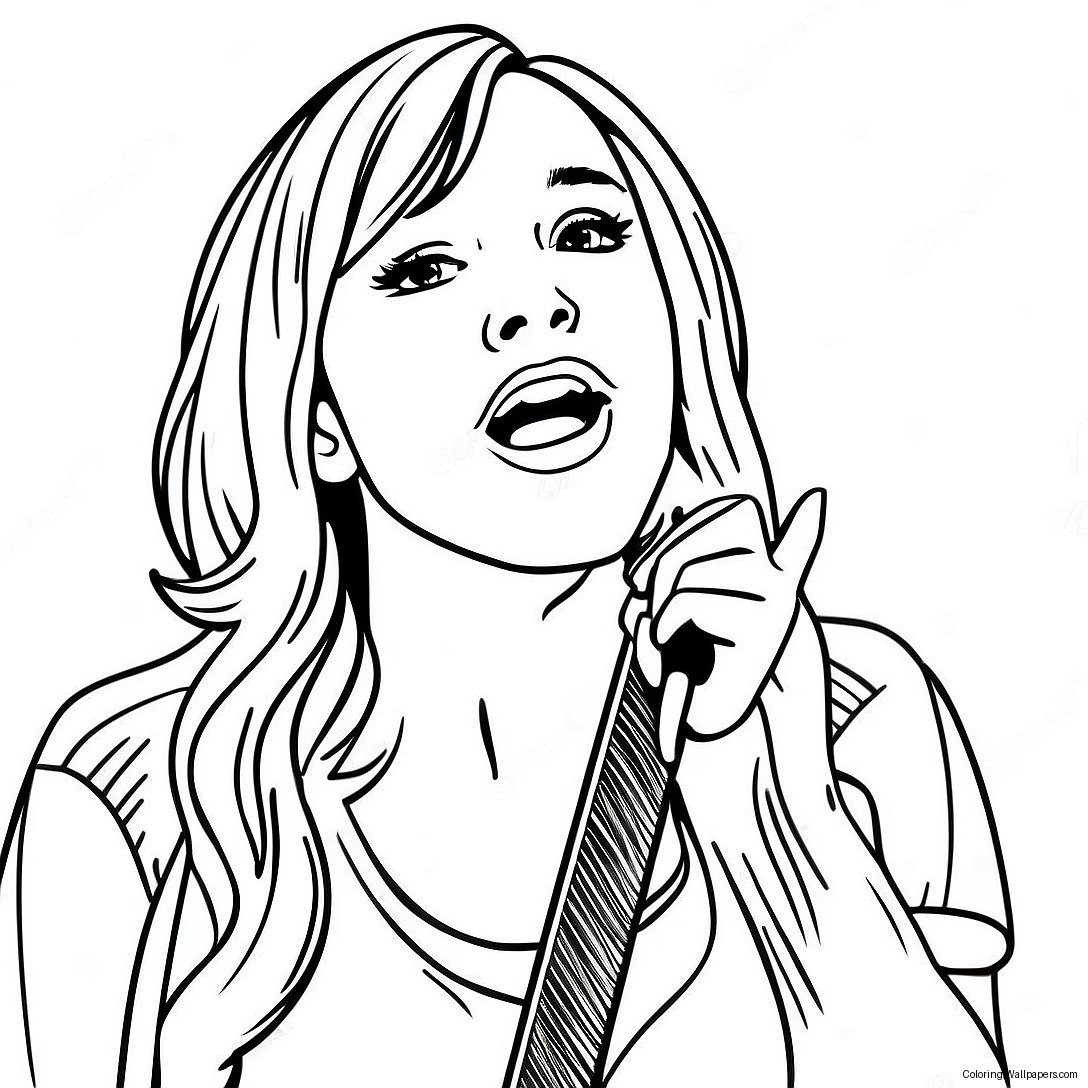 Hannah Montana Singing On Stage Coloring Page 18239