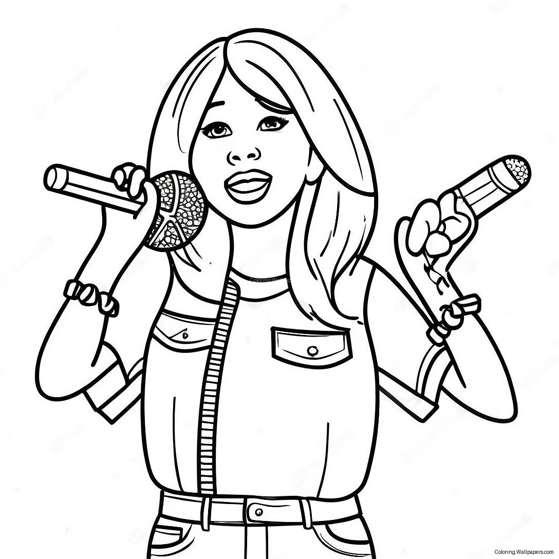 Hannah Montana Singing On Stage Coloring Page 18240