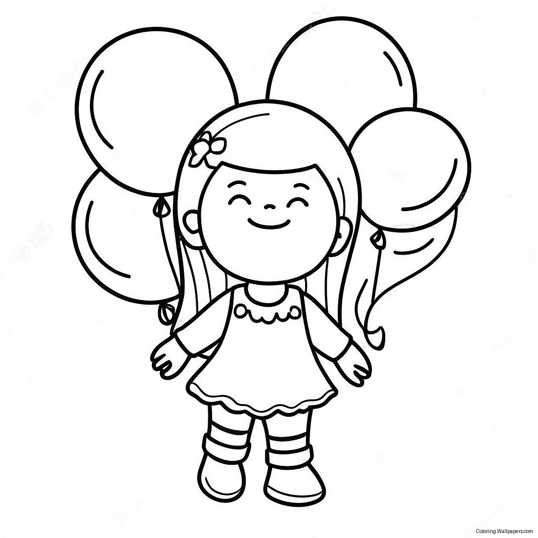 Hannah With Colorful Balloons Coloring Page 48736