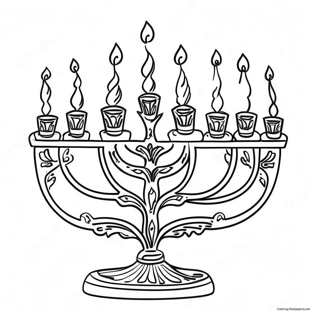 Hanukkah Menorah Kleurplaat 208