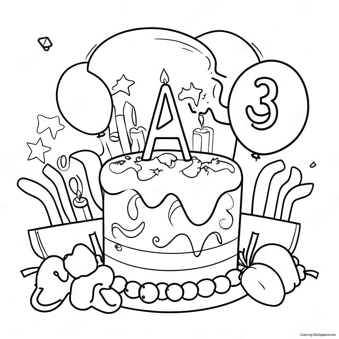 Happy 13th Birthday Celebration Coloring Page 54114