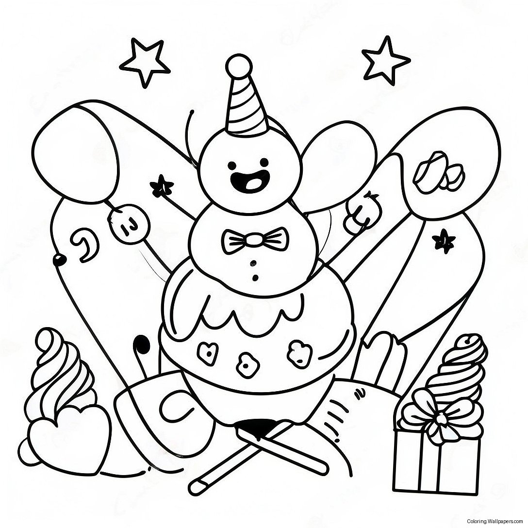 Happy 3rd Birthday Celebration Coloring Page 23208