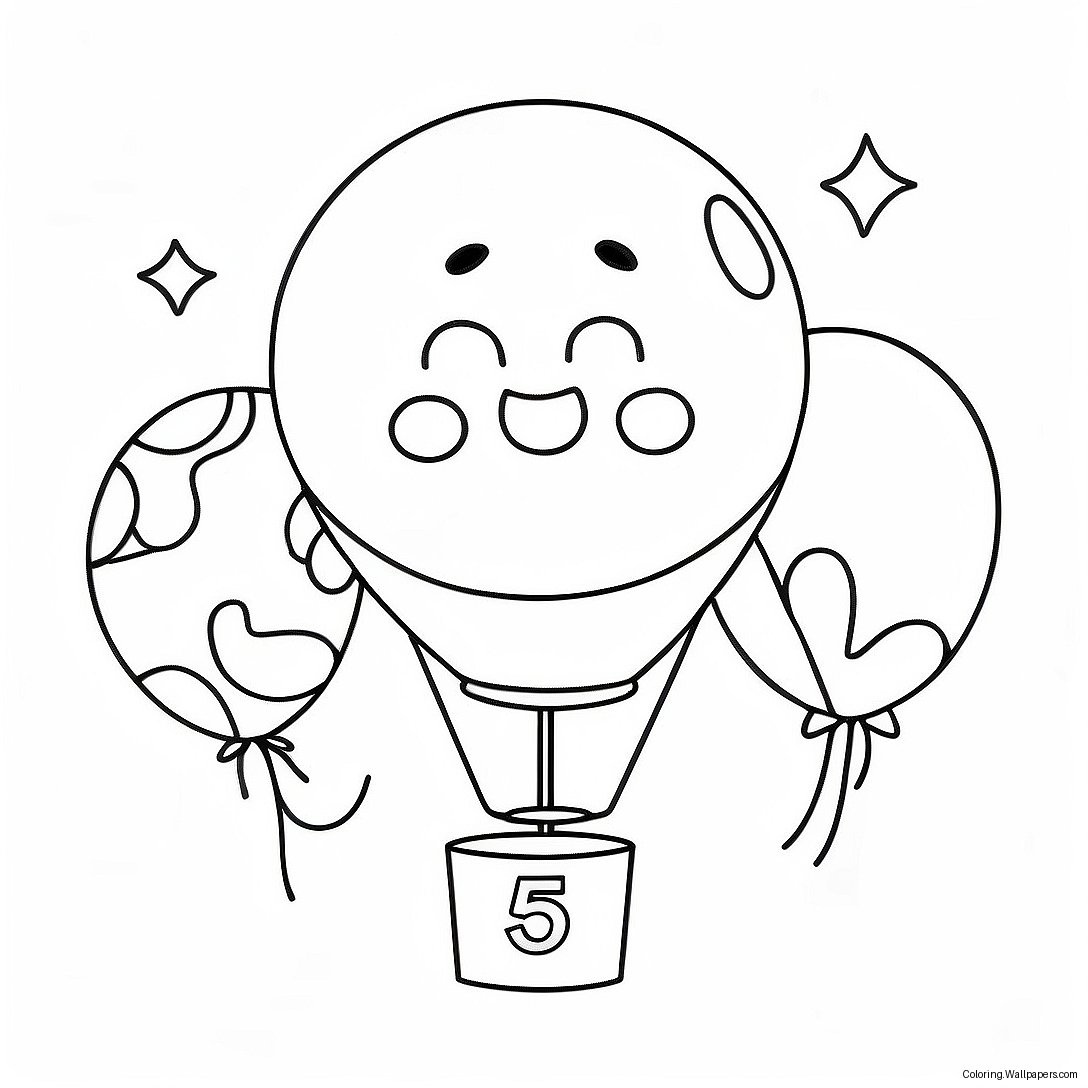 Happy 5th Birthday Balloon Coloring Page 14542