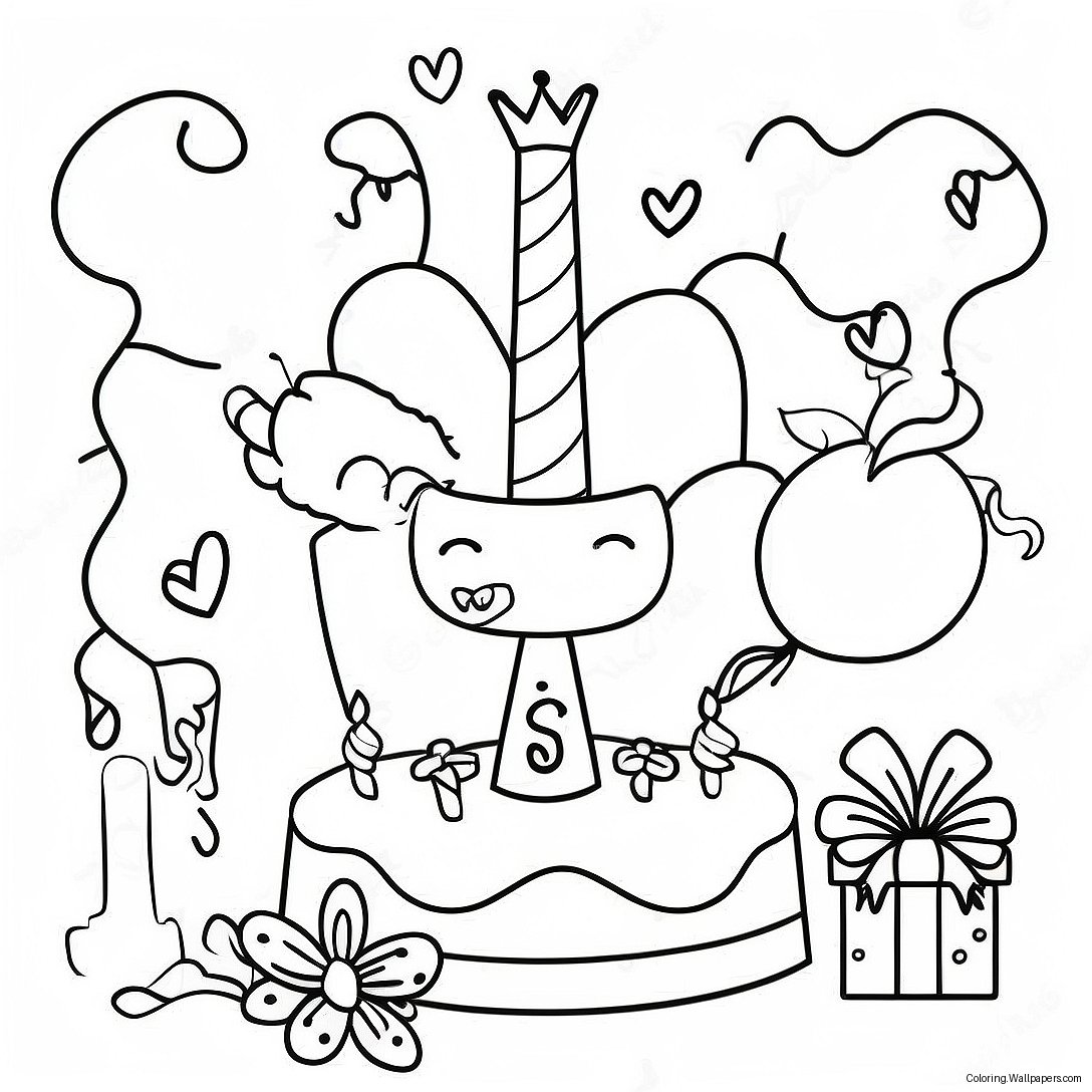 Happy 6th Birthday Celebration Coloring Page 21226