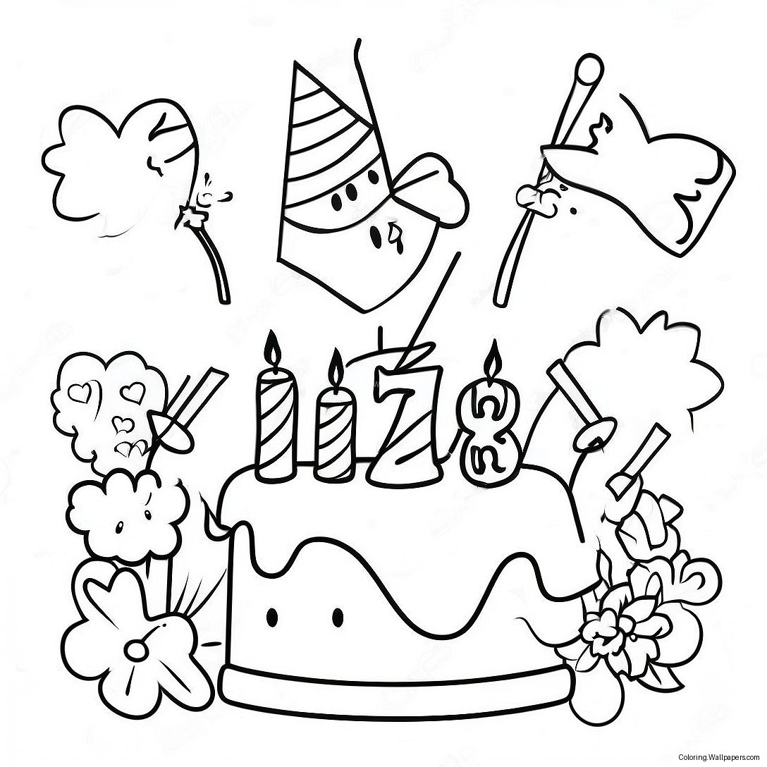 Page À Colorier De La Célébration Du 7ème Anniversaire Heureux 43879