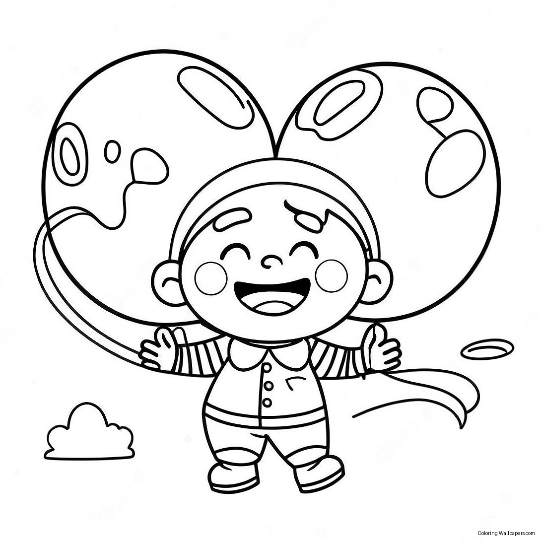 Happy Balloon Boy Coloring Page 34288