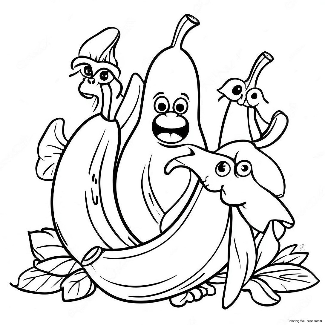 Happy Banana Family Coloring Page 6381