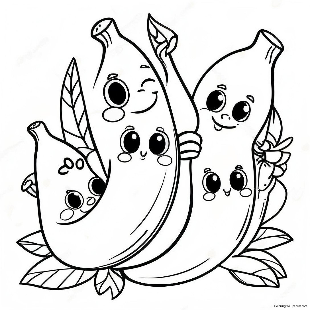 Happy Banana Family Coloring Page 6383