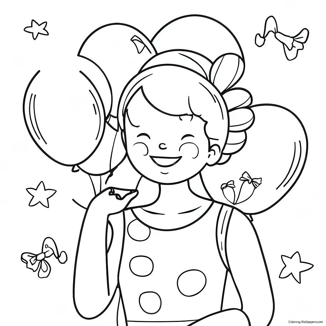 Happy Birthday Aunt With Balloons Coloring Page 41354