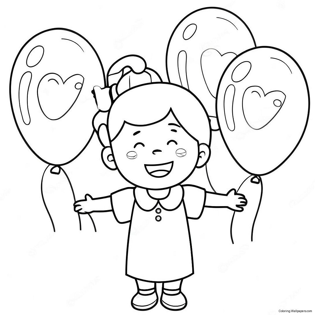 Happy Birthday Aunt With Balloons Coloring Page 41356