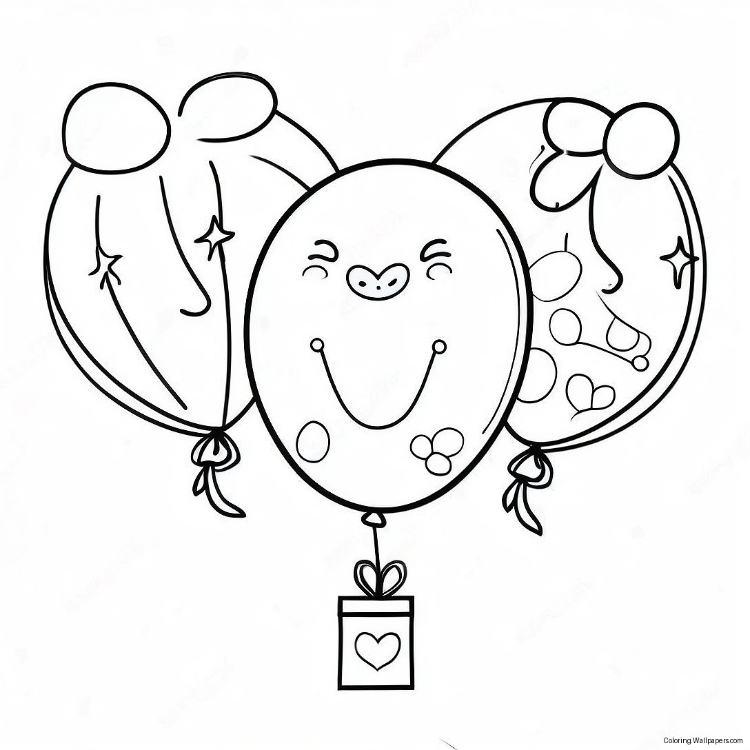 Happy Birthday Auntie Balloon Coloring Page 30469