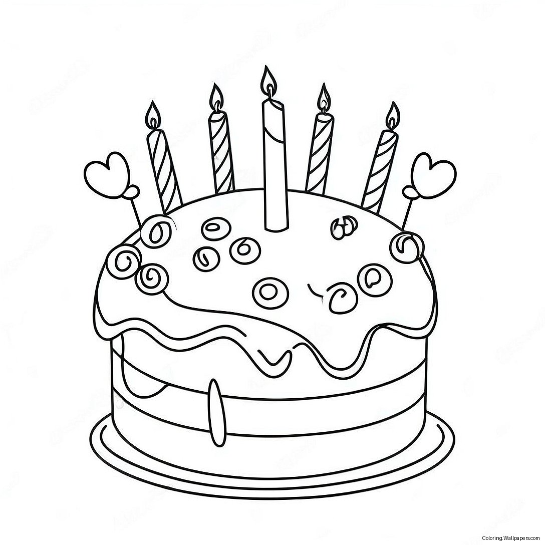 Happy Birthday Auntie Cake Coloring Page 30473