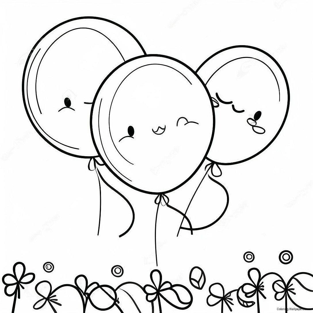 Happy Birthday Balloons Coloring Page 16091