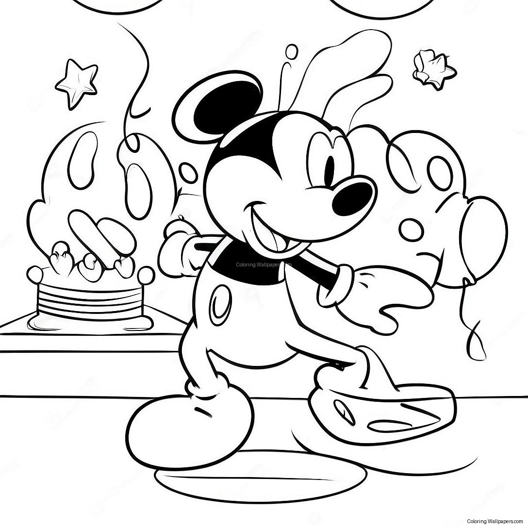 Página Para Colorir Do Mickey Mouse Feliz Aniversário 29500