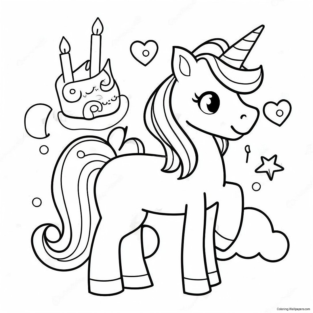 Pagina Da Colorare Di Compleanno Felice Unicorno 36631