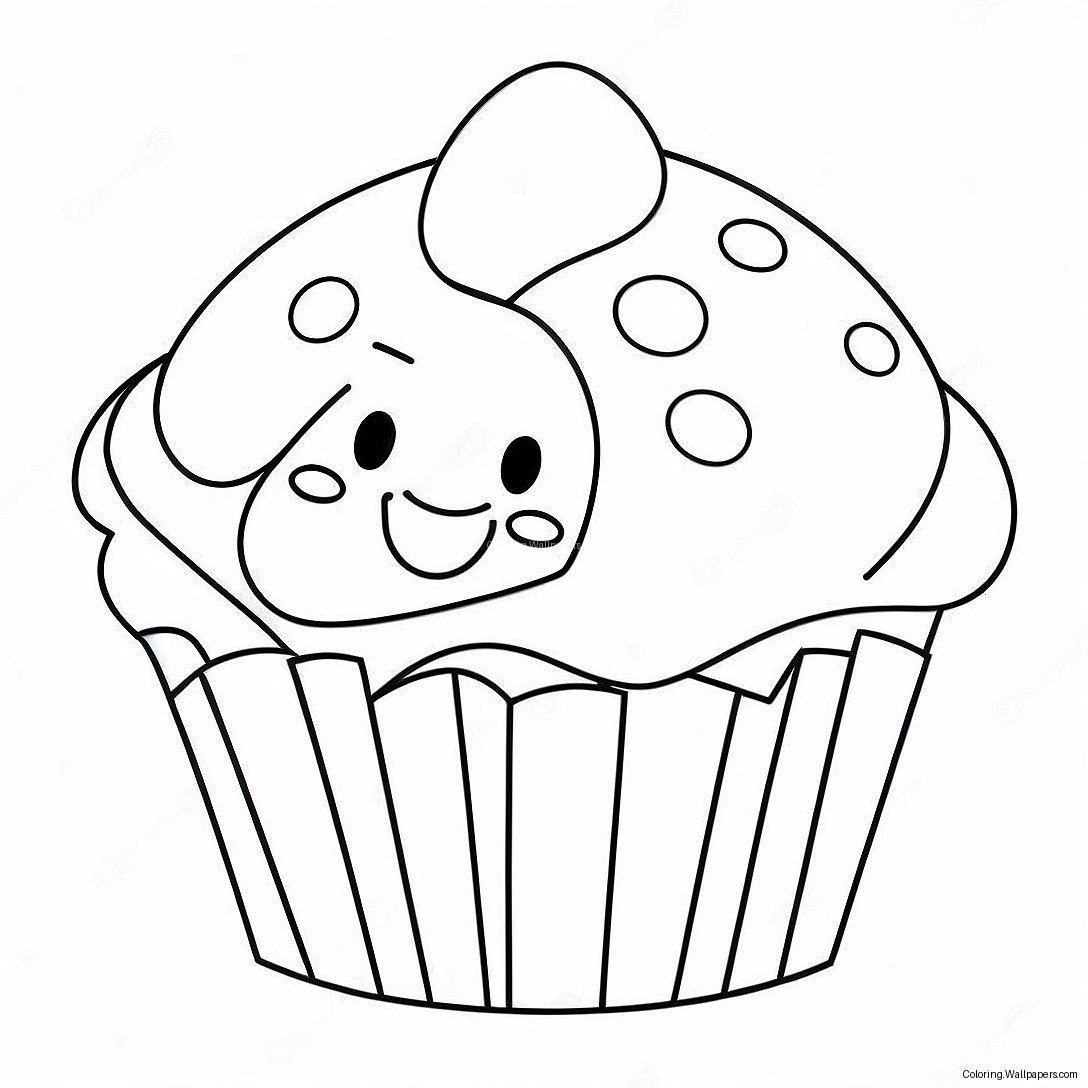 Pagina De Colorat Cu Bluey Muffin Fericit 4977