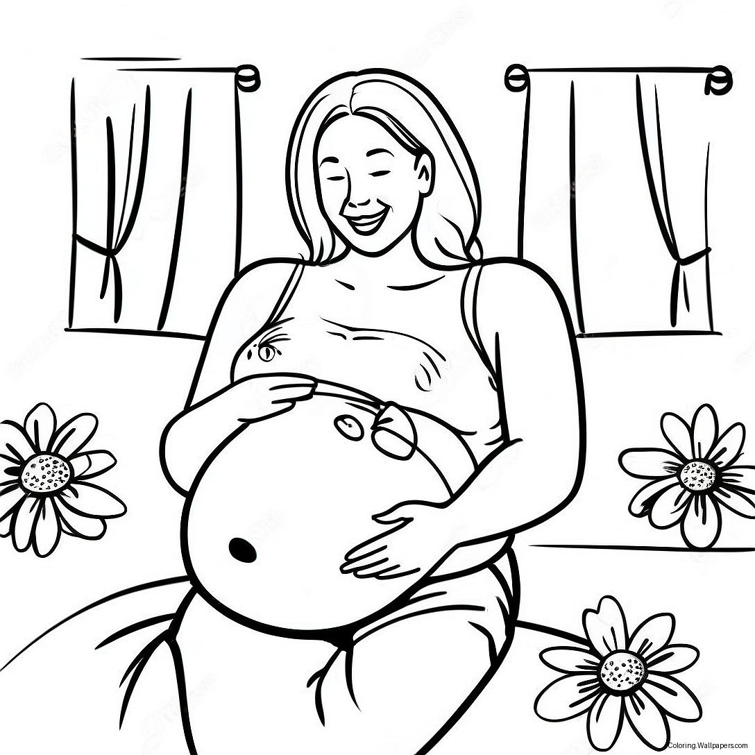 Happy Breastfeeding Mom Coloring Page 49788