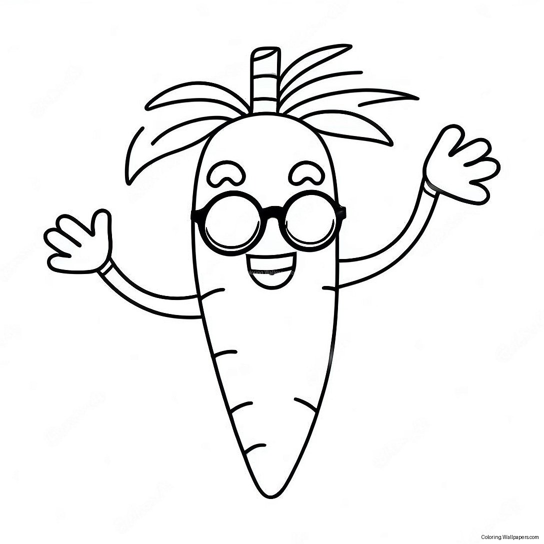 Happy Carrot With Sunglasses Coloring Page 25550