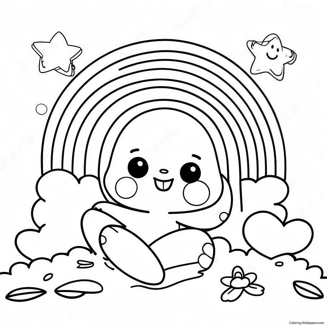 Happy Cyan Rainbow Friends Coloring Page 4661