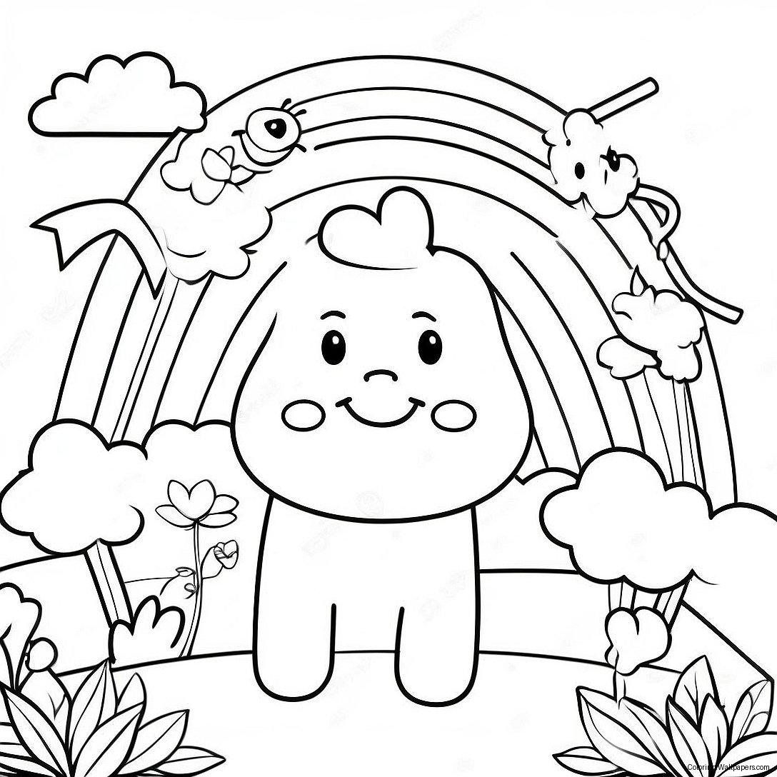 Happy Cyan Rainbow Friends Coloring Page 4663