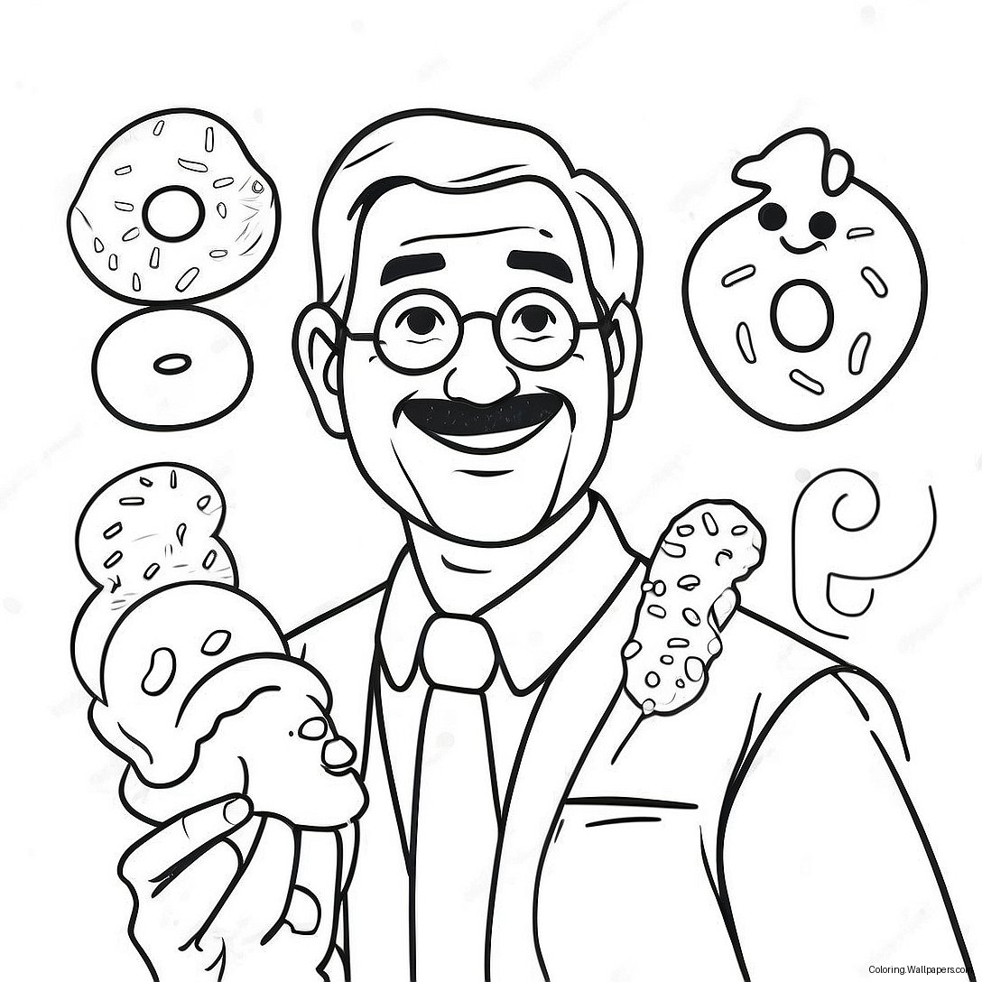 Happy Dad And Donuts Coloring Page 37581