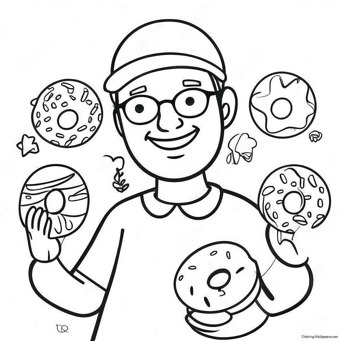 Happy Dad And Donuts Coloring Page 37584