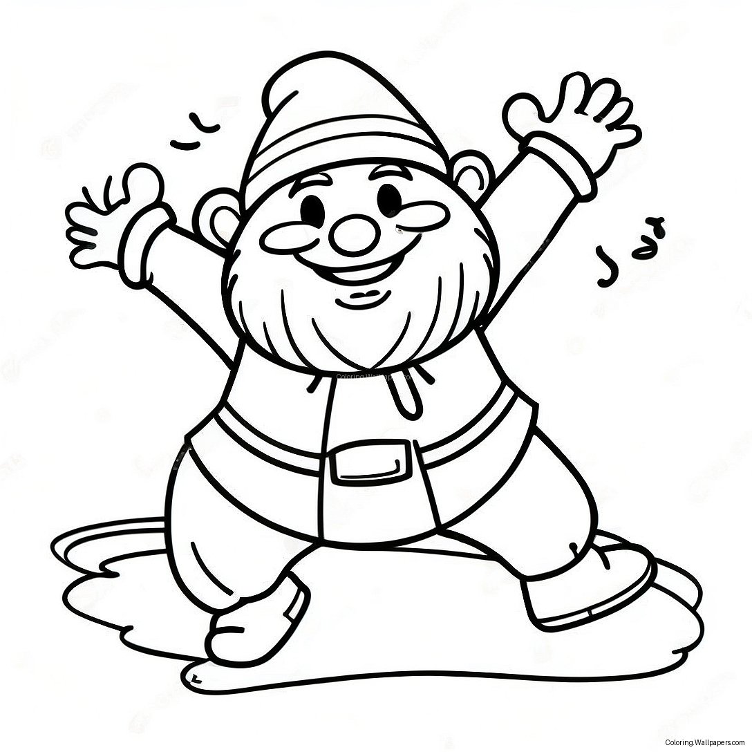 Happy Dwarf Dancing Coloring Page 27045