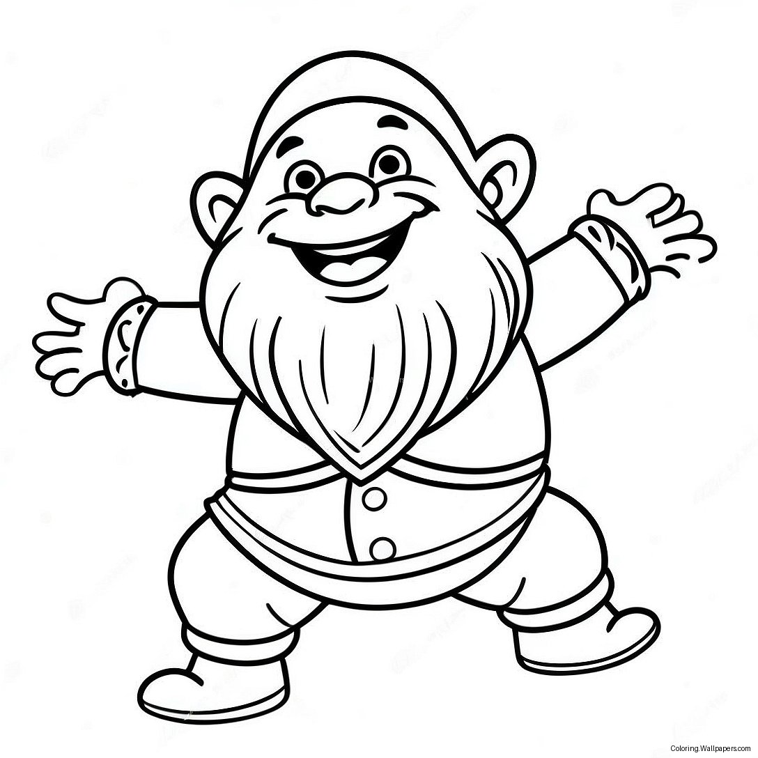 Happy Dwarf Dancing Coloring Page 27046