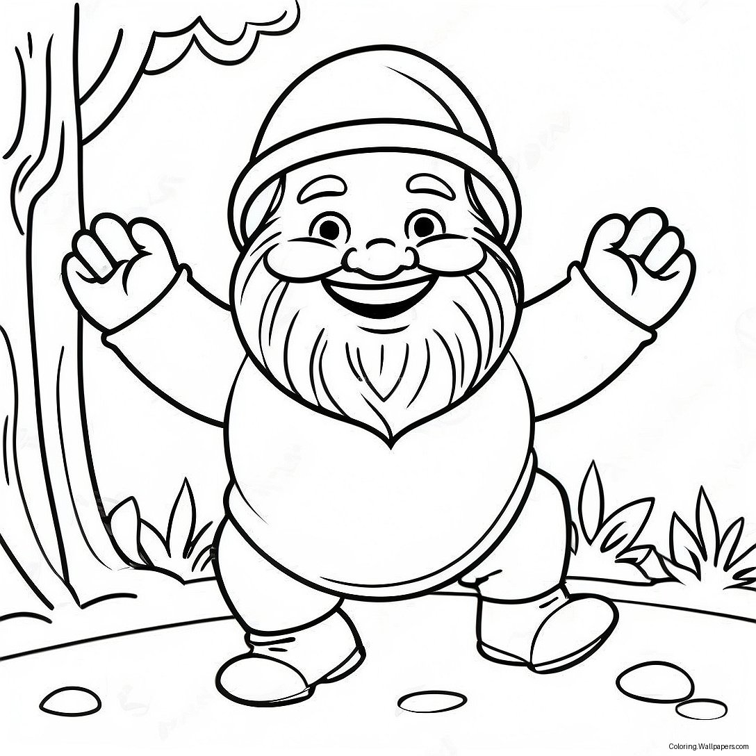 Happy Dwarf Dancing Coloring Page 27047