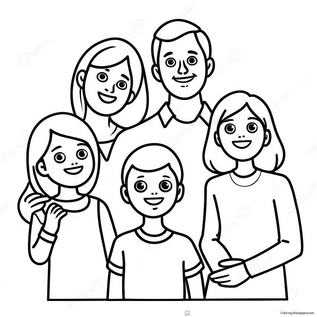 Happy Family Of 5 Coloring Page 33083