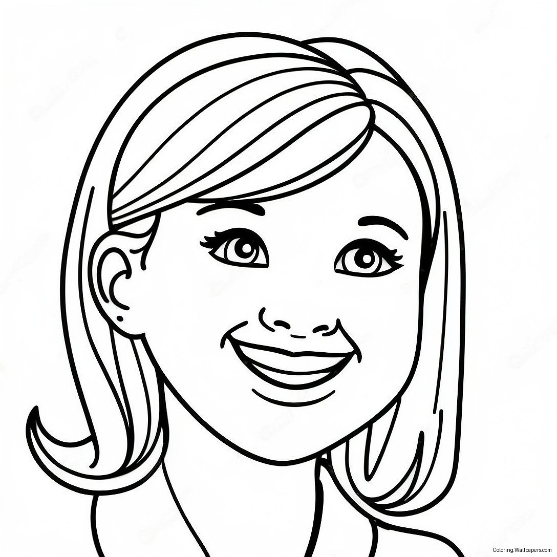 Happy Girl Face Coloring Page 26956