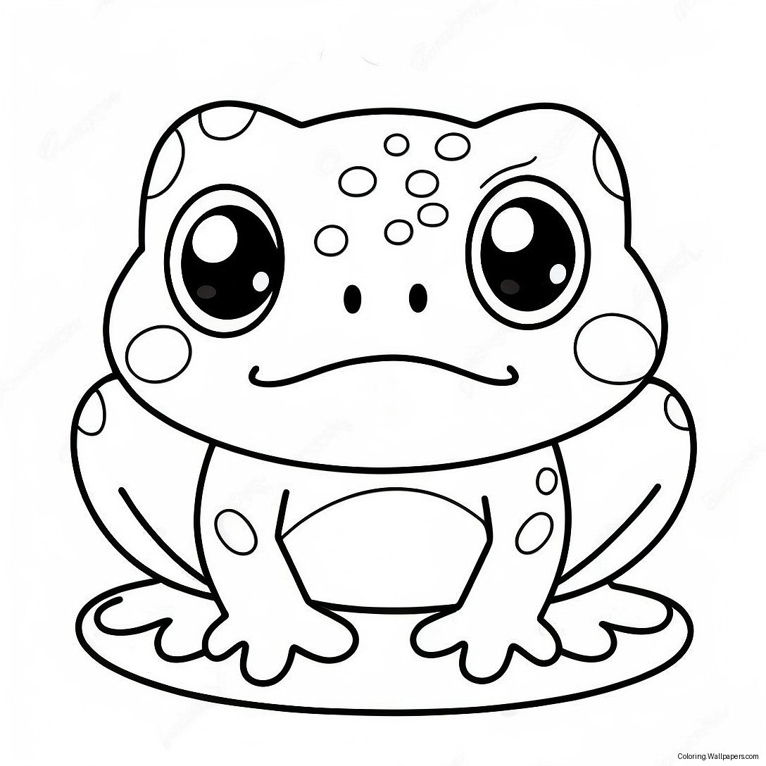 Fröhlicher Kawaii-Frosch Mit Großen Augen Ausmalbild 40305