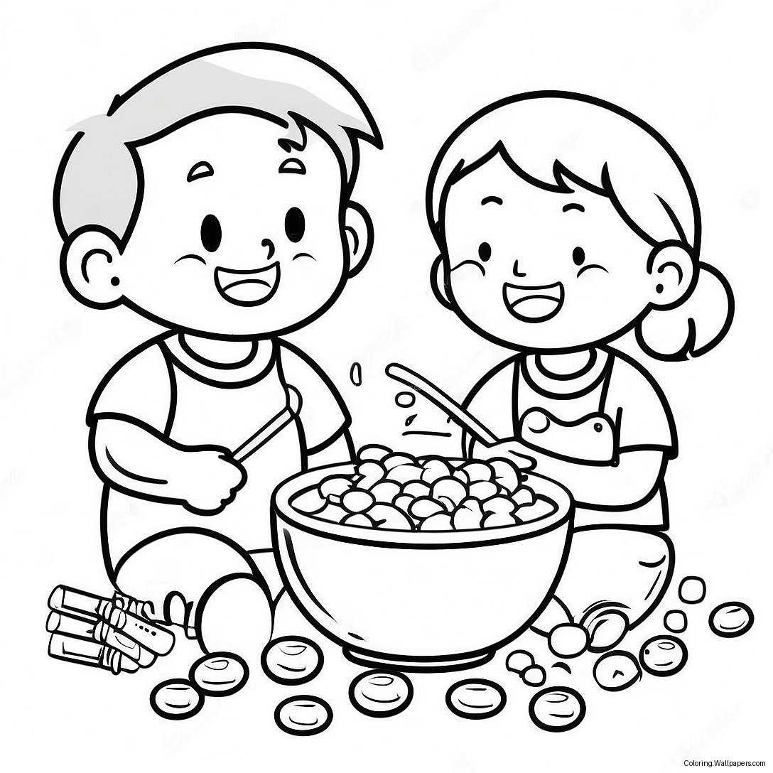 Happy Kids Eating Cereal Coloring Page 52266